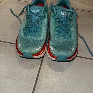 Hoka clifton 8 women regular width blue and orange. Great used condition